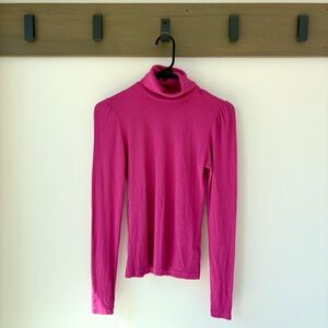 Sundry Puff Long Sleeve ribbed Turtleneck Top - NWT- size XS - Pink
